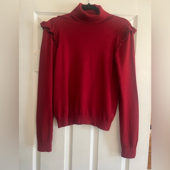 Kate Spade red cashmere blend turtleneck sweater S - Picture 7 of 7